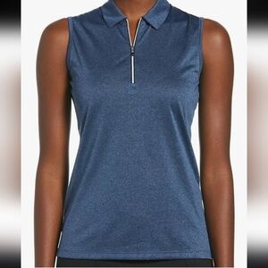 🆕️ Callaway Quarter Zip Sleeveless Golf Polo Top / Blue / XL